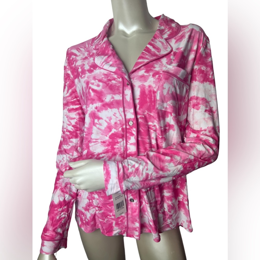 Crown & Ivy Intimate Pink  white Tie Dye Long Sleeve Pajama Set
